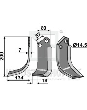 HOW-67L Nóż glebogryzarki, lewy HOW-67L.97