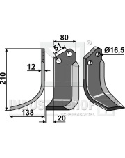 HOW-88L Nóż glebogryzarki, lewy HOW-88L.97
