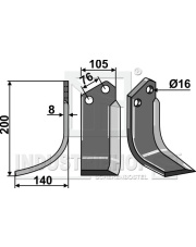 HOW-90L Nóż glebogryzarki, lewy HOW-90L.97