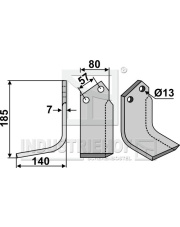 HUA-03L Nóż glebogryzarki, lewy HUA-03L.97