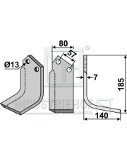 HUA-03R Nóż glebogryzarki, prawy HUA-03R.97