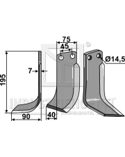 IND-37A-L Nóż glebogryzarki, lewy IND-37A-L.97