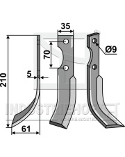 IND-413L Nóż glebogryzarki, lewy IND-413L.97