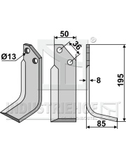 JNC-01R Nóż glebogryzarki, prawy JNC-01R.97