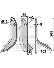JNC-04R Nóż glebogryzarki, prawy JNC-04R.97