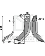 JNC-05L Nóż glebogryzarki, lewy JNC-05L.97