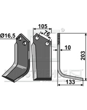 KUH-10R Nóż glebogryzarki, prawy KUH-10R.97