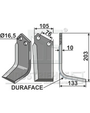 KUH-10R.D Nóż glebogryzarki DURAFACE, prawy KUH-10R.D.97