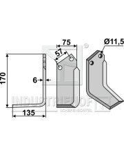 KUH-12L Nóż glebogryzarki, lewy KUH-12L.97