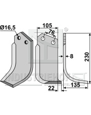 KUH-60R Nóż glebogryzarki, prawy KUH-60R.97