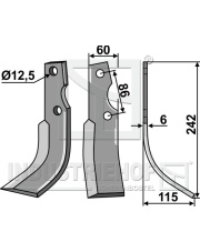 KUH-72R Nóż glebogryzarki, prawy KUH-72R.97