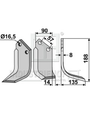 KUH-73R Nóż glebogryzarki, prawy KUH-73R.97