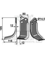 KVE-10L Nóż glebogryzarki, lewy KVE-10L.97