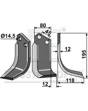 KVE-10R Nóż glebogryzarki, prawy KVE-10R.97