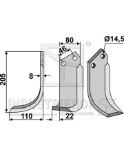 MAL-01L Nóż glebogryzarki, lewy MAL-01L.97