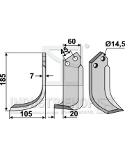 MAL-08L Nóż glebogryzarki, lewy MAL-08L.97