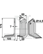 MAL-09L Nóż glebogryzarki, lewy MAL-09L.97