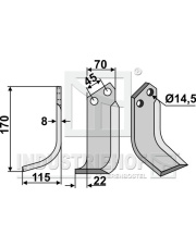 MAL-12L Nóż glebogryzarki, lewy MAL-12L.97