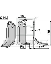MAL-19R Nóż glebogryzarki, prawy MAL-19R.97
