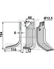 MAS-01L Nóż glebogryzarki, lewy MAS-01L.97