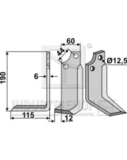 MAS-02L Nóż glebogryzarki, lewy MAS-02L.97