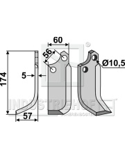 MAS-08L Nóż glebogryzarki, lewy MAS-08L.97