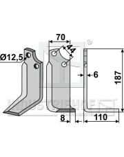 MAS-09R Nóż glebogryzarki, prawy MAS-09R.97