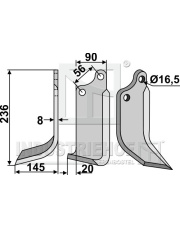 MAS-14L Nóż glebogryzarki, lewy MAS-14L.97