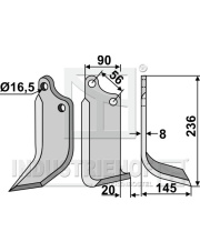MAS-14R Nóż glebogryzarki, prawy MAS-14R.97