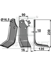 MAS-59R Nóż glebogryzarki, prawy MAS-59R.97