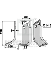 MER-02L Nóż glebogryzarki, lewy MER-02L.97