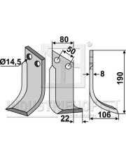MER-02R Nóż glebogryzarki, prawy MER-02R.97