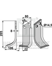 MER-03L Nóż glebogryzarki, lewy MER-03L.97