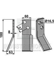 MSA-10L Nóż glebogryzarki, lewy MSA-10L.97
