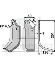 MUR-15R Nóż glebogryzarki, prawy MUR-15R.97