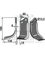 MUR-17L Nóż glebogryzarki, lewy MUR-17L.97