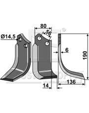 MUR-17R Nóż glebogryzarki, prawy MUR-17R.97