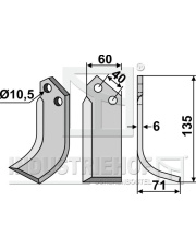 NAR-05R Nóż glebogryzarki, prawy NAR-05R.97