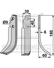 NIB-01R Nóż glebogryzarki, prawy NIB-01R.97