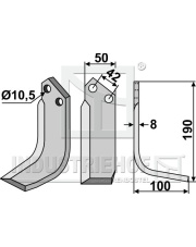 NIB-10R Nóż glebogryzarki, prawy NIB-10R.97