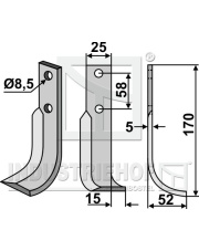 NIB-15R Nóż glebogryzarki, prawy NIB-15R.97