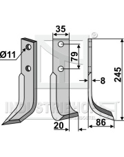 PAS-02R Nóż glebogryzarki, prawy PAS-02R.97