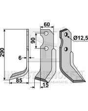 PEG-07L Nóż glebogryzarki, lewy PEG-07L.97