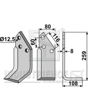 PEG-10R Nóż glebogryzarki, prawy PEG-10R.97