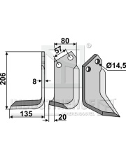 PEG-11L Nóż glebogryzarki, lewy PEG-11L.97