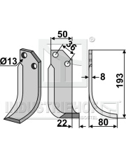 PGS-09R Nóż glebogryzarki, prawy PGS-09R.97