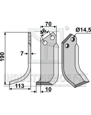 SOV-03L Nóż glebogryzarki, lewy SOV-03L.97