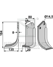 TOR-01L Nóż glebogryzarki, lewy TOR-01L.97