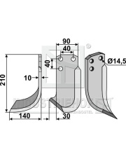 TOR-30L Nóż glebogryzarki, lewy TOR-30L.97