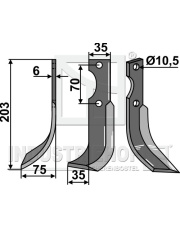 YAN-03L Nóż glebogryzarki, lewy YAN-03L.97